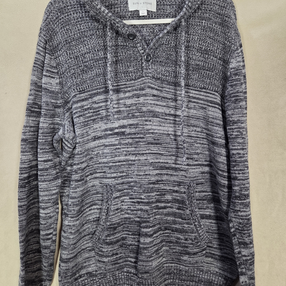 Sun + Stone Gray Knit Hoodie‎
